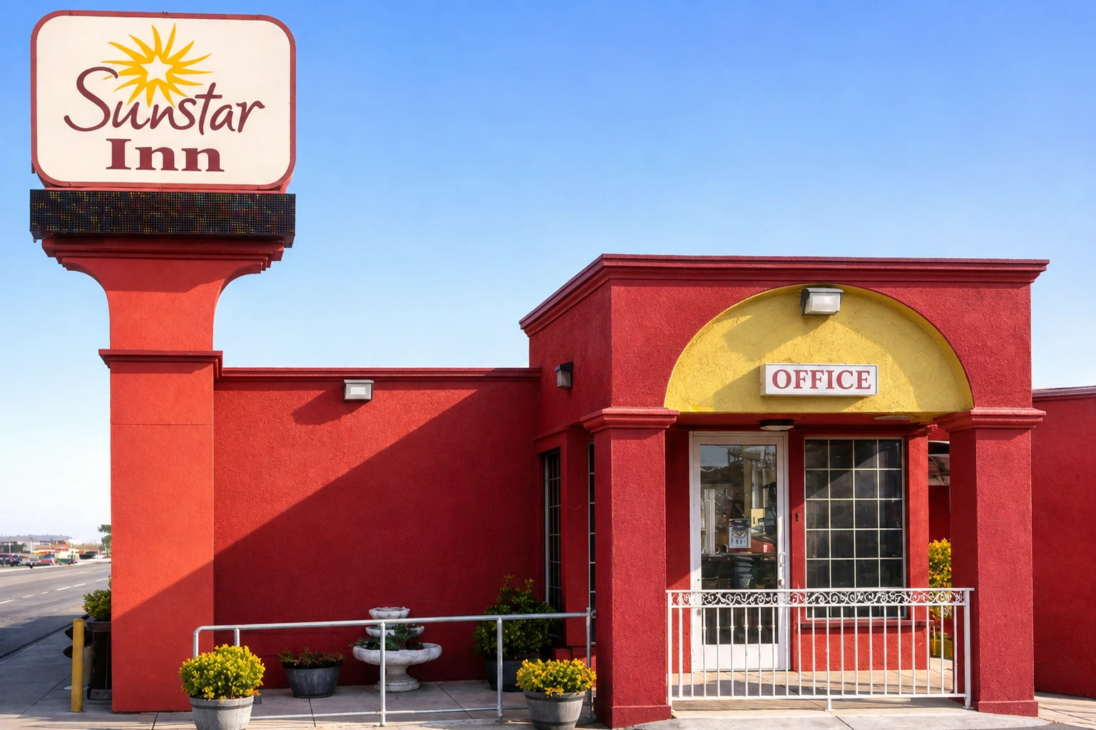 Exterior of Sun Star Inn in Los Banos, California